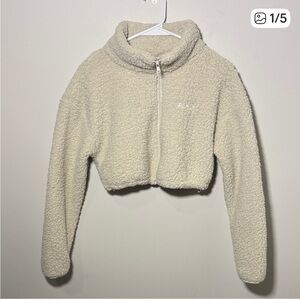 SKIMS Teddy crop zip up